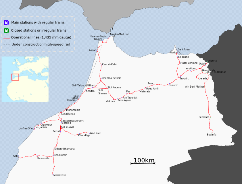 cartina marocco treni