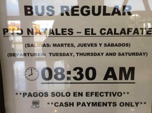 Bus Puerto Natales -El Calafate