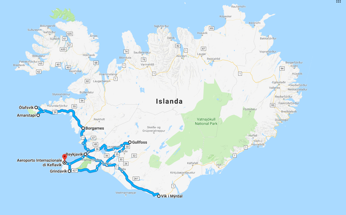 Islanda itinerario e mappe del viaggio